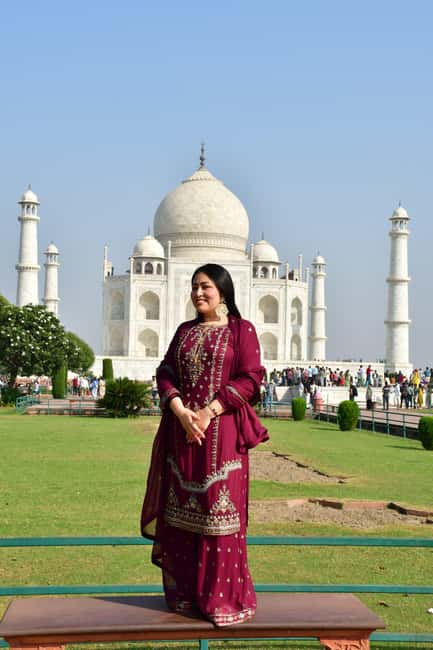 From Delhi: Sunrise Taj Mahal & Agra Tour with 5<em> Lunch – Key highlights worth planning for’ /></p>
<ul>
<li><strong>Sunrise timing</strong>: the Taj’s colors shift quickly after the horizon glow starts</li>
<li><strong>Express entry</strong>: a separate entrance helps you get inside without as much waiting</li>
<li><strong>Private AC car</strong>: pickup options across Delhi/NCR make the logistics easy</li>
<li><strong>Taj Mahal at your pace</strong>: about 3 hours inside with a guided layer over self-paced time</li>
<li><strong>Photo support</strong>: guides often focus on angles, patience, and repeat shots</li>
<li><strong>Agra Fort after Taj</strong>: you get Mughal power history right after the wow-factor</li>
</ul>
<div class="twil" style="margin: 20px 0; padding: 15px 0;"><p>More dawn starts at the Taj Mahal</p><ul style="margin: 10px 0; padding: 0; list-style: none; display: grid; grid-template-columns: repeat(auto-fill, minmax(250px, 1fr)); gap: 14px;"><li style="border: 1px solid #e5e5e5; border-radius: 8px; overflow: hidden; line-height: 1.4; background: #fff;"><a href="https://insideagra.com/agra-private-sunrise-taj-mahal-agra-city-tour/" aria-hidden="true" tabindex="-1"><img decoding="async" style="width: 100%; height: 150px; object-fit: cover; display: block;" src="https://s3.insideagra.com/wp-content/uploads/agra-private-sunrise-taj-mahal-agra-city-tour-400x267.jpg" alt="" loading="lazy"></a><div style="padding: 10px 12px;"><a href="https://insideagra.com/agra-private-sunrise-taj-mahal-agra-city-tour/" style="font-weight: 600;">Agra : Private Sunrise Taj Mahal & Agra City Tour</a><br><span style="font-size: 0.82em; color: #555; margin-top: 4px;"><span style="color: #D9660C;">★</span> 5.0 &middot; 367 reviews</span></div></li><li style="border: 1px solid #e5e5e5; border-radius: 8px; overflow: hidden; line-height: 1.4; background: #fff;"><a href="https://insideagra.com/taj-mahal-sunrise-sunset-all-inclusive-private-luxury-agra-tour/" aria-hidden="true" tabindex="-1"><img decoding="async" style="width: 100%; height: 150px; object-fit: cover; display: block;" src="https://s3.insideagra.com/wp-content/uploads/taj-mahal-sunrise-sunset-all-inclusive-private-luxury-agra-tour-400x267.jpg" alt="" loading="lazy"></a><div style="padding: 10px 12px;"><a href="https://insideagra.com/taj-mahal-sunrise-sunset-all-inclusive-private-luxury-agra-tour/" style="font-weight: 600;">Taj Mahal Sunrise & Sunset All Inclusive Private Luxury Agra Tour</a><br><span style="font-size: 0.82em; color: #555; margin-top: 4px;"><span style="color: #D9660C;">★</span> 5.0 &middot; 348 reviews</span></div></li><li style="border: 1px solid #e5e5e5; border-radius: 8px; overflow: hidden; line-height: 1.4; background: #fff;"><a href="https://insideagra.com/taj-mahal-sunrise-tour/" aria-hidden="true" tabindex="-1"><img decoding="async" style="width: 100%; height: 150px; object-fit: cover; display: block;" src="https://s3.insideagra.com/wp-content/uploads/taj-mahal-sunrise-tour-400x267.jpg" alt="" loading="lazy"></a><div style="padding: 10px 12px;"><a href="https://insideagra.com/taj-mahal-sunrise-tour/" style="font-weight: 600;">Taj Mahal Sunrise Tour</a><br><span style="font-size: 0.82em; color: #555; margin-top: 4px;"><span style="color: #D9660C;">★</span> 5.0 &middot; 306 reviews</span></div></li><li style="border: 1px solid #e5e5e5; border-radius: 8px; overflow: hidden; line-height: 1.4; background: #fff;"><a href="https://insideagra.com/private-taj-mahal-sunrise-and-agra-fort-skip-the-line-tour/" aria-hidden="true" tabindex="-1"><img decoding="async" style="width: 100%; height: 150px; object-fit: cover; display: block;" src="https://s3.insideagra.com/wp-content/uploads/private-taj-mahal-sunrise-and-agra-fort-skip-the-line-tour-400x267.jpg" alt="" loading="lazy"></a><div style="padding: 10px 12px;"><a href="https://insideagra.com/private-taj-mahal-sunrise-and-agra-fort-skip-the-line-tour/" style="font-weight: 600;">Private Taj Mahal Sunrise and Agra Fort Skip the Line Tour</a><br><span style="font-size: 0.82em; color: #555; margin-top: 4px;"><span style="color: #D9660C;">★</span> 5.0 &middot; 156 reviews</span></div></li></ul></div><h2 id="sunrise-makes-the-taj-mahal-feel-different-fast">Sunrise makes the Taj Mahal feel different fast</h2>
<p> Lunch – Sunrise makes the Taj Mahal feel different fast’ /><br />
The Taj Mahal is famous for a reason, but sunrise is the trick that changes the whole experience. You’re not just seeing marble—you’re watching light roll across it as the sky cools, warms, then turns gold. That rhythm helps you slow down, look longer, and notice details you’d miss at midday.</p>
<p><p>I also like that this tour doesn’t treat sunrise like a quick photo stop. You get roughly three hours for the Taj Mahal visit, so you can take it in properly rather than sprinting from one landmark to the next. The schedule stays focused: one big star, then one strong follow-up (Agra Fort).</p>
</p>
<p><p>A practical note: sunrise days can feel like a different planet when you leave early. If you’re sensitive to waking up fast, plan your sleep like it matters—and it does.</p>
</p>
<h2 id="express-entry-saving-time-at-the-gate-not-just-bragging-rights">Express entry: saving time at the gate, not just bragging rights</h2>
<p> Lunch – Express entry: saving time at the gate, not just bragging rights’ /><br />
The tour includes express entry with a separate entrance. That matters because the Taj can turn into an endurance test if you arrive when crowds peak. Even if you don’t mind people, more waiting time means less time for slow looking, better photos, and fewer rushed decisions.</p>
<p><p>What I find useful here is how the express entry pairs with the rest of the plan. You’re still going to be moving—this is a one-day itinerary—but you avoid wasting your best morning light in lines. It’s the difference between starting your visit calm vs. starting it irritated.</p>
</p>
<p><p>Also, the Taj visit is guided, but you’re not trapped in a strict script. You’ll get a guided tour plus time to explore at your own pace inside the complex, which is ideal if you want to linger at one view for longer than the group.</p>
</p>
<h2 id="private-ac-transport-across-delhi-gurgaon-and-noida">Private AC transport across Delhi, Gurgaon, and Noida</h2>
<p> Lunch – Private AC transport across Delhi, Gurgaon, and Noida’ /><br />
Getting from Delhi/NCR to Agra can be the least fun part of the trip. This tour tackles that with hotel/airport pickup and an air-conditioned private vehicle, offered from a wide list of locations.</p>
<p><p>Pick-up options include Mahipalpur, Connaught Place, Greater Noida, Aerocity, Gurugram, Faridabad, Paharganj, Rohini, New Delhi, Noida, Agra, Old Delhi, and Ghaziabad. That breadth is practical: it reduces the odds that you’ll spend the morning on a bus or awkward transfer.</p>
</p>
<p><p>Because it’s private group format, the car time feels more controlled than a crowded shuttle. It also makes it easier if your start point isn’t a famous hotel in the first place. You can even arrange pickup from your requested location in Agra.</p>
</p>
<p><p>If you hate unknown schedules, this is one of the strongest value points. Early morning travel is easier when someone is actually coordinating the ride.</p>
</p>
<h2 id="taj-mahal-in-practice-guided-layers-with-time-to-wander">Taj Mahal in practice: guided layers with time to wander</h2>
<p> Lunch – Taj Mahal in practice: guided layers with time to wander’ /><br />
Inside the Taj Mahal, your visit is built around three things: orientation, pacing, and photography.</p>
<p><p>First, you get a guided tour portion. That helps you understand what you’re looking at—how the marble work, layout, and design elements tie together into the story people come for. Then you’re given time to discover the marble mausoleum at your own pace, which is where the experience turns from educational to personal.</p>
</p>
<p><p>Second, the time allocation is realistic. About three hours is enough to see major viewpoints without turning it into a timed checklist. I like that the tour doesn’t squeeze everything so hard that you’re constantly checking the clock.</p>
</p>
<p><p>Third, you’ll likely get photo support that goes beyond point-and-shoot tips. In real experiences, guides such as Riyaz have been praised for clicking excellent photos, staying patient while you take multiple shots, and sharing practical tips for solo travelers. Another guide, Ali Zaif, has been thanked specifically for strong storytelling on the way to the viewpoint and for guiding the photography moment when the sky transitions.</p>
</p>
<p><p>One more practical thought: bring comfortable shoes and sunglasses. Early mornings can mean glare, and you’ll be walking on paths where you’ll want stable footing.</p>
</p>
<div class="twil" style="margin: 20px 0; padding: 15px 0;"><p>More same-day runs down from Delhi</p><ul style="margin: 10px 0; padding-left: 0; list-style: none;"><li style="margin: 6px 0; line-height: 1.4;"><a href="https://insideagra.com/all-inclusive-private-taj-mahal-luxury-tour-from-delhi/">All Inclusive Private Taj Mahal Luxury Tour from Delhi</a><span style="margin-left: 8px; font-size: 0.82em; color: #555; white-space: nowrap;"><span style="color: #D9660C;">★</span> 5.0 &middot; 292 reviews</span></li><li style="margin: 6px 0; line-height: 1.4;"><a href="https://insideagra.com/from-delhi-taj-mahal-sunrise-agra-car-tour-with-5-breakfast/">From Delhi : Taj Mahal Sunrise & Agra Car Tour with 5* Breakfast</a><span style="margin-left: 8px; font-size: 0.82em; color: #555; white-space: nowrap;"><span style="color: #D9660C;">★</span> 5.0 &middot; 118 reviews</span></li><li style="margin: 6px 0; line-height: 1.4;"><a href="https://insideagra.com/from-delhi-taj-mahal-and-agra-tour-by-car/">From Delhi Taj Mahal and Agra Tour by Car</a><span style="margin-left: 8px; font-size: 0.82em; color: #555; white-space: nowrap;"><span style="color: #D9660C;">★</span> 5.0 &middot; 97 reviews</span></li><li style="margin: 6px 0; line-height: 1.4;"><a href="https://insideagra.com/taj-mahal-trip-by-express-train-from-delhi-private-day-tour/">Taj Mahal Trip by Express Train from Delhi – Private Day Tour</a><span style="margin-left: 8px; font-size: 0.82em; color: #555; white-space: nowrap;"><span style="color: #D9660C;">★</span> 5.0 &middot; 76 reviews</span></li><li style="margin: 6px 0; line-height: 1.4;"><a href="https://insideagra.com/from-delhi-private-full-day-jaipur-highlights-tour/">From Delhi: Private Full-Day Jaipur Highlights Tour</a><span style="margin-left: 8px; font-size: 0.82em; color: #555; white-space: nowrap;"><span style="color: #D9660C;">★</span> 4.8 &middot; 62 reviews</span></li></ul></div><h2 id="breakfast-break-budget-reality-and-how-to-plan-it">Breakfast break: budget reality and how to plan it</h2>
<p><img width="866" height="650" decoding="async" src=
