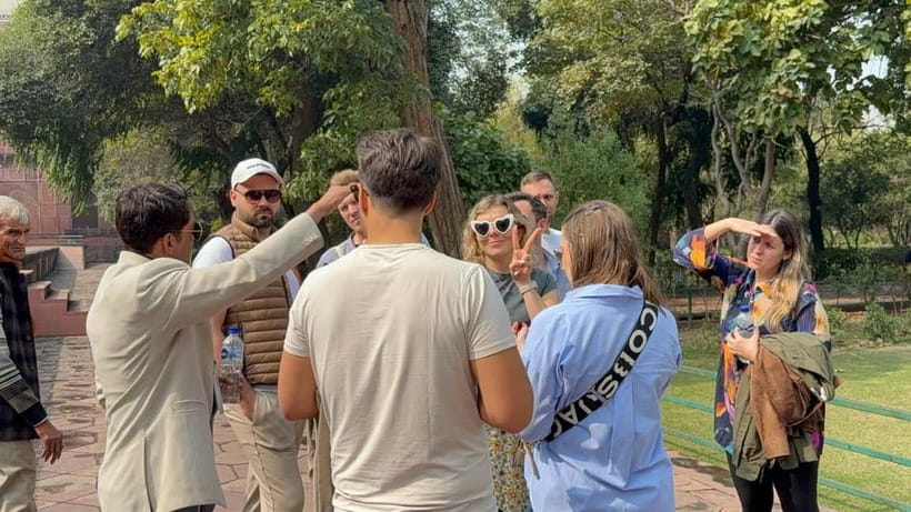 From Delhi: Taj Mahal & Agra Private Tour with 5<em> Lunch – What makes this day trip feel “private”’ /><br />
You’re not stuck in a crowded bus with a generic script. You’ll start early from Delhi (with pickup options across Delhi, Noida, Gurugram, and nearby areas), then spend real time at the Taj Mahal before moving on to Agra Fort and Baby Taj. After a <strong>luxury hotel buffet lunch</strong> (when you choose that option), you’ll end with Mehtab Bagh for those classic riverfront views back toward the Taj Mahal across the Yamuna.</p>
<div class="twil" style="margin: 20px 0; padding: 15px 0;"><p>More same-day runs down from Delhi</p><ul style="margin: 10px 0; padding: 0; list-style: none; display: grid; grid-template-columns: repeat(auto-fill, minmax(250px, 1fr)); gap: 14px;"><li style="border: 1px solid #e5e5e5; border-radius: 8px; overflow: hidden; line-height: 1.4; background: #fff;"><a href="https://insideagra.com/all-inclusive-private-taj-mahal-luxury-tour-from-delhi/" aria-hidden="true" tabindex="-1"><img decoding="async" style="width: 100%; height: 150px; object-fit: cover; display: block;" src="https://s3.insideagra.com/wp-content/uploads/all-inclusive-private-taj-mahal-luxury-tour-from-delhi-400x209.jpg" alt="" loading="lazy"></a><div style="padding: 10px 12px;"><a href="https://insideagra.com/all-inclusive-private-taj-mahal-luxury-tour-from-delhi/" style="font-weight: 600;">All Inclusive Private Taj Mahal Luxury Tour from Delhi</a><br><span style="font-size: 0.82em; color: #555; margin-top: 4px;"><span style="color: #D9660C;">★</span> 5.0 &middot; 292 reviews</span></div></li><li style="border: 1px solid #e5e5e5; border-radius: 8px; overflow: hidden; line-height: 1.4; background: #fff;"><a href="https://insideagra.com/from-delhi-taj-mahal-sunrise-agra-car-tour-with-5-breakfast/" aria-hidden="true" tabindex="-1"><img decoding="async" style="width: 100%; height: 150px; object-fit: cover; display: block;" src="https://s3.insideagra.com/wp-content/uploads/from-delhi-taj-mahal-sunrise-agra-car-tour-with-5-breakfast-400x267.jpg" alt="" loading="lazy"></a><div style="padding: 10px 12px;"><a href="https://insideagra.com/from-delhi-taj-mahal-sunrise-agra-car-tour-with-5-breakfast/" style="font-weight: 600;">From Delhi : Taj Mahal Sunrise & Agra Car Tour with 5* Breakfast</a><br><span style="font-size: 0.82em; color: #555; margin-top: 4px;"><span style="color: #D9660C;">★</span> 5.0 &middot; 118 reviews</span></div></li><li style="border: 1px solid #e5e5e5; border-radius: 8px; overflow: hidden; line-height: 1.4; background: #fff;"><a href="https://insideagra.com/from-delhi-taj-mahal-and-agra-tour-by-car/" aria-hidden="true" tabindex="-1"><img decoding="async" style="width: 100%; height: 150px; object-fit: cover; display: block;" src="https://s3.insideagra.com/wp-content/uploads/from-delhi-taj-mahal-and-agra-tour-by-car-400x267.jpg" alt="" loading="lazy"></a><div style="padding: 10px 12px;"><a href="https://insideagra.com/from-delhi-taj-mahal-and-agra-tour-by-car/" style="font-weight: 600;">From Delhi Taj Mahal and Agra Tour by Car</a><br><span style="font-size: 0.82em; color: #555; margin-top: 4px;"><span style="color: #D9660C;">★</span> 5.0 &middot; 97 reviews</span></div></li><li style="border: 1px solid #e5e5e5; border-radius: 8px; overflow: hidden; line-height: 1.4; background: #fff;"><a href="https://insideagra.com/taj-mahal-trip-by-express-train-from-delhi-private-day-tour/" aria-hidden="true" tabindex="-1"><img decoding="async" style="width: 100%; height: 150px; object-fit: cover; display: block;" src="https://s3.insideagra.com/wp-content/uploads/taj-mahal-trip-by-express-train-from-delhi-private-day-tour-400x266.jpg" alt="" loading="lazy"></a><div style="padding: 10px 12px;"><a href="https://insideagra.com/taj-mahal-trip-by-express-train-from-delhi-private-day-tour/" style="font-weight: 600;">Taj Mahal Trip by Express Train from Delhi – Private Day Tour</a><br><span style="font-size: 0.82em; color: #555; margin-top: 4px;"><span style="color: #D9660C;">★</span> 5.0 &middot; 76 reviews</span></div></li></ul></div><h2 id="a-practical-heads-up-before-you-go">A practical heads-up before you go</h2>
<p><img width="820" height="547" decoding="async" src=
